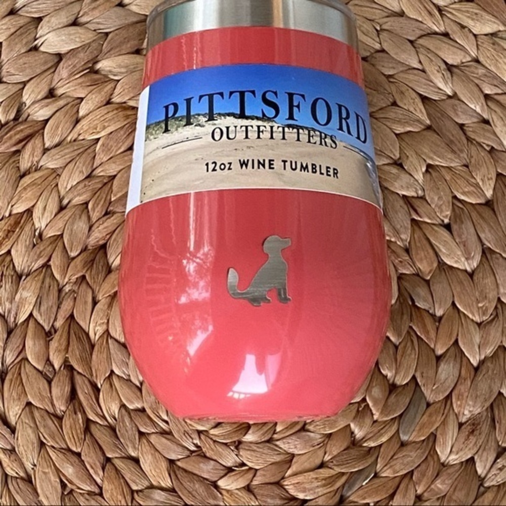 Goldendoodle Dog Wine Tumbler Stainless Steel Lid 12oz Coral NWT